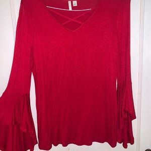 Red long sleeve blouse